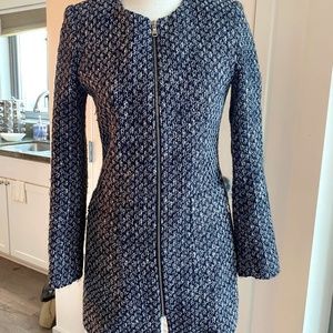 Zara size XS Tweed navy blue jacket/coat